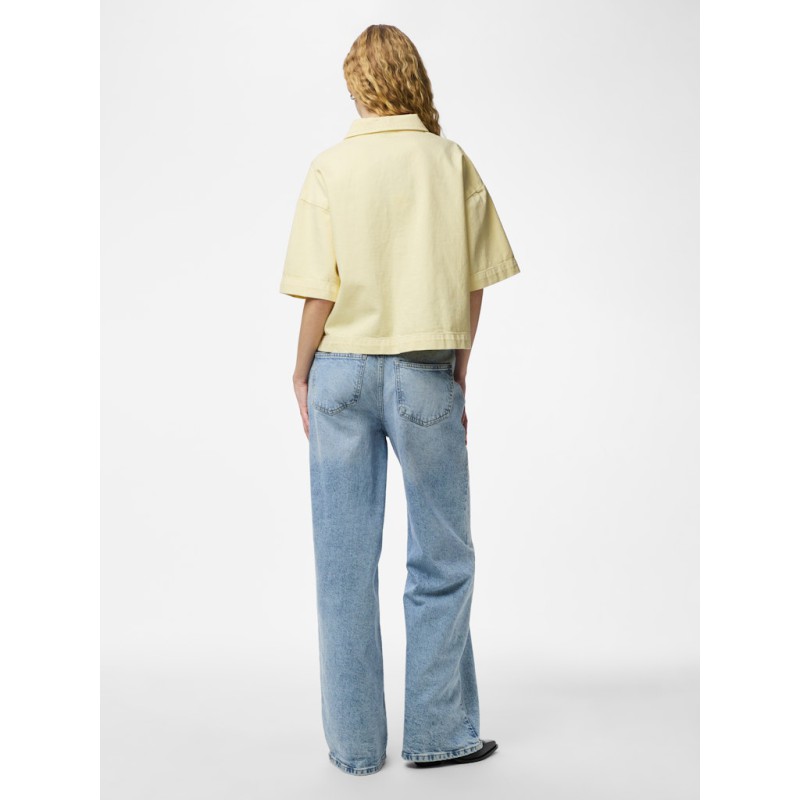 PIECES Sky kortærmet denim skjorte - French Vanilia