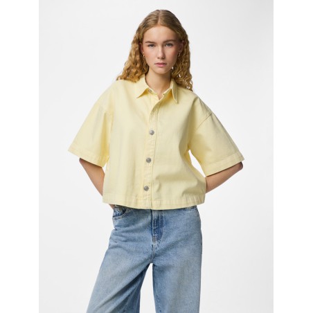 PIECES Sky kortærmet denim skjorte - French Vanilia
