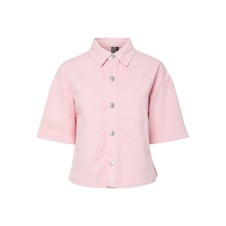 PIECES Sky kortærmet denim skjorte - Roseate Spoonbill