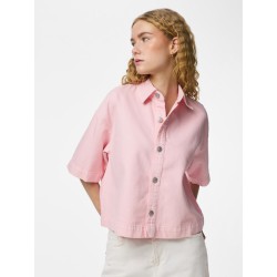 PIECES Sky kortærmet denim skjorte - Roseate Spoonbill