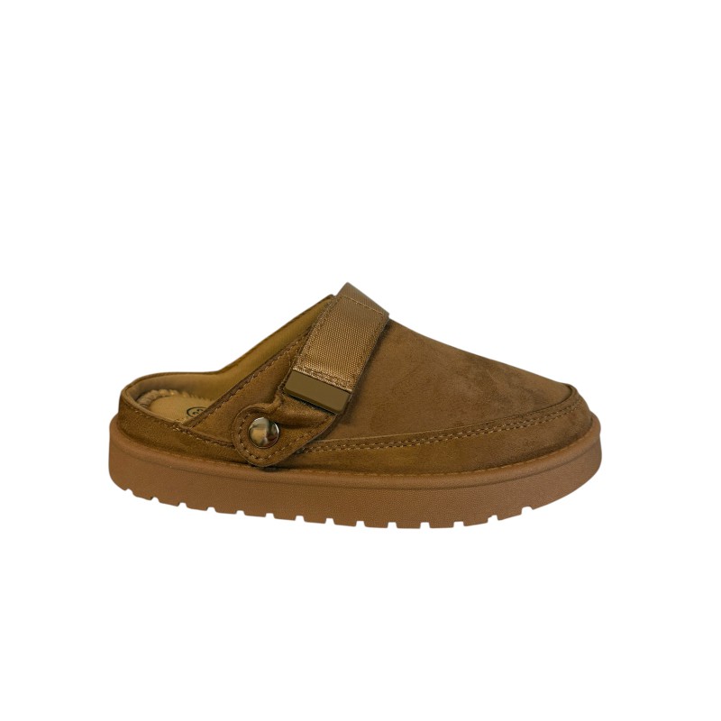 ITALIA Kids Faux Suede Slippers Med Hælrem - Camel