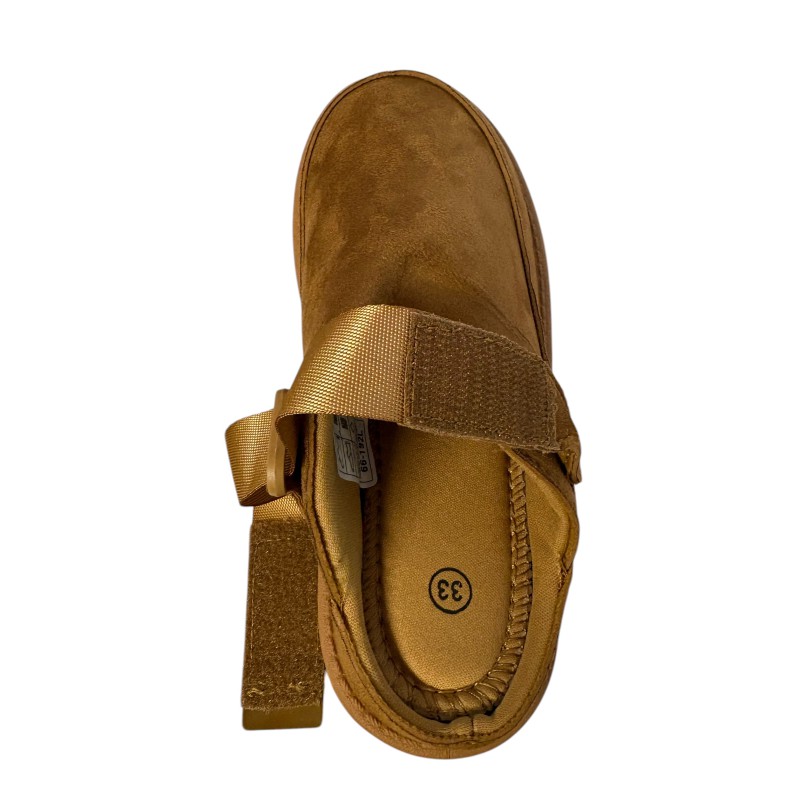 ITALIA Kids Faux Suede Slippers Med Hælrem - Camel