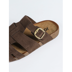 ITALIA Slip-on Flade Ruskinds Mules - Mørkebrun