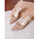 ITALIA Fiskenet Design Stilethæle med Slingback - Beige