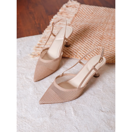 ITALIA Fiskenet Design Stilethæle med Slingback - Beige