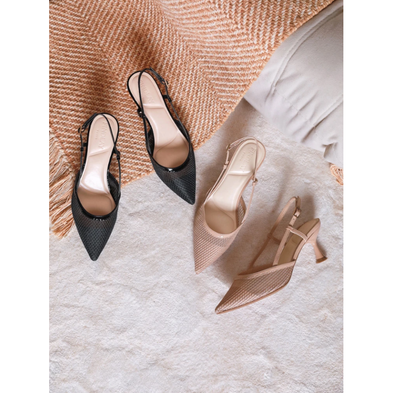 ITALIA Fiskenet Design Stilethæle med Slingback - Sort