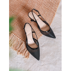 ITALIA Fiskenet Design Stilethæle med Slingback - Sort