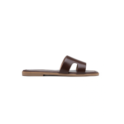 ITALIA  Enkle Flade Slip-In Mules - Brun