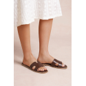 ITALIA  Enkle Flade Slip-In Mules - Brun