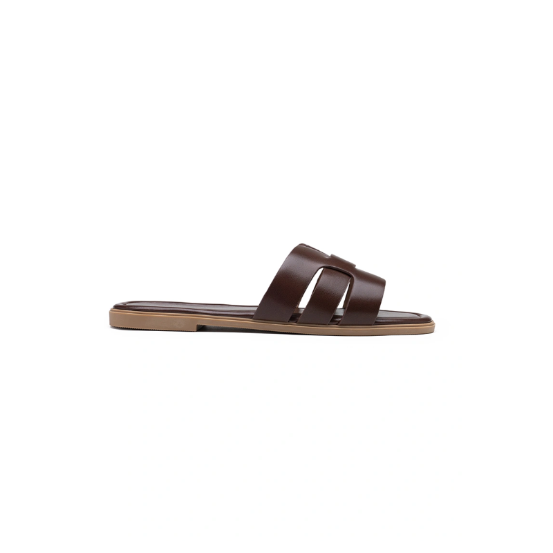 ITALIA Flettede Flade Mules - Brun