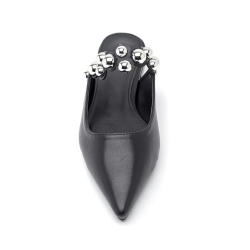 ITALIA Flade Spidse Mules  M. Dekorativ Rem - Sort