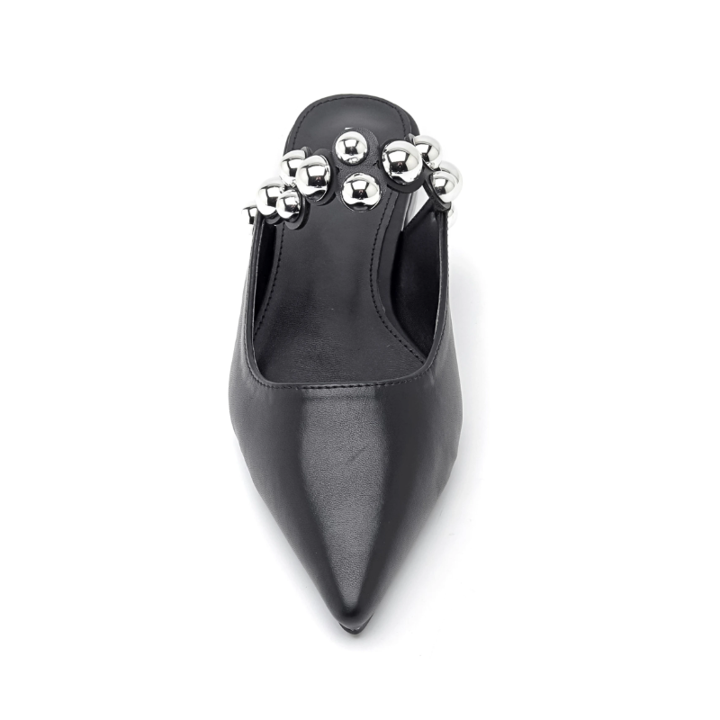 ITALIA Flade Spidse Mules  M. Dekorativ Rem - Sort