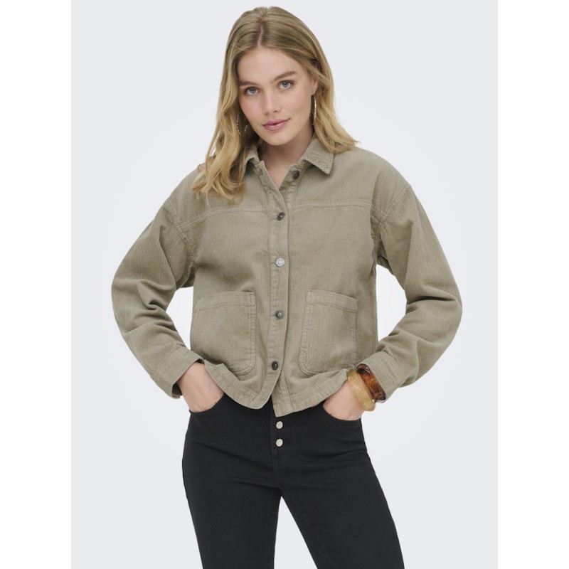 ONLY Kana Corduroy langærmet jakke - Silver mink