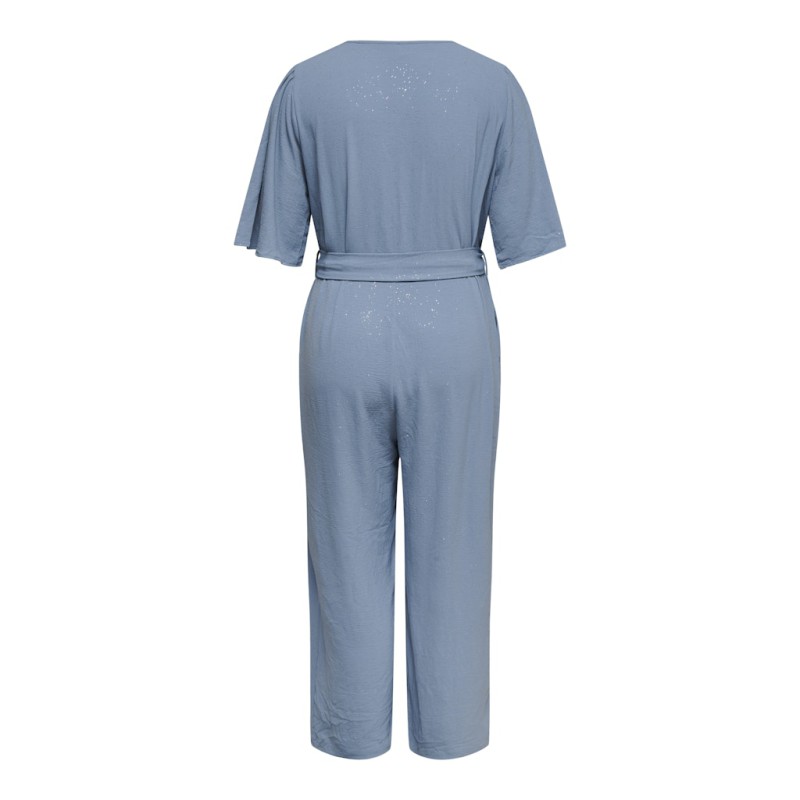 ONLY CARMAKOMA Josee Metta kortærmet jumpsuit - Faded Denim