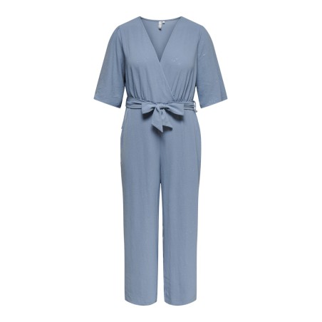 ONLY CARMAKOMA Josee Metta kortærmet jumpsuit - Faded Denim