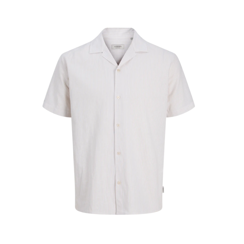 JJ REBEL Moss Sunny kortærmet hør skjorte - Moonbeam