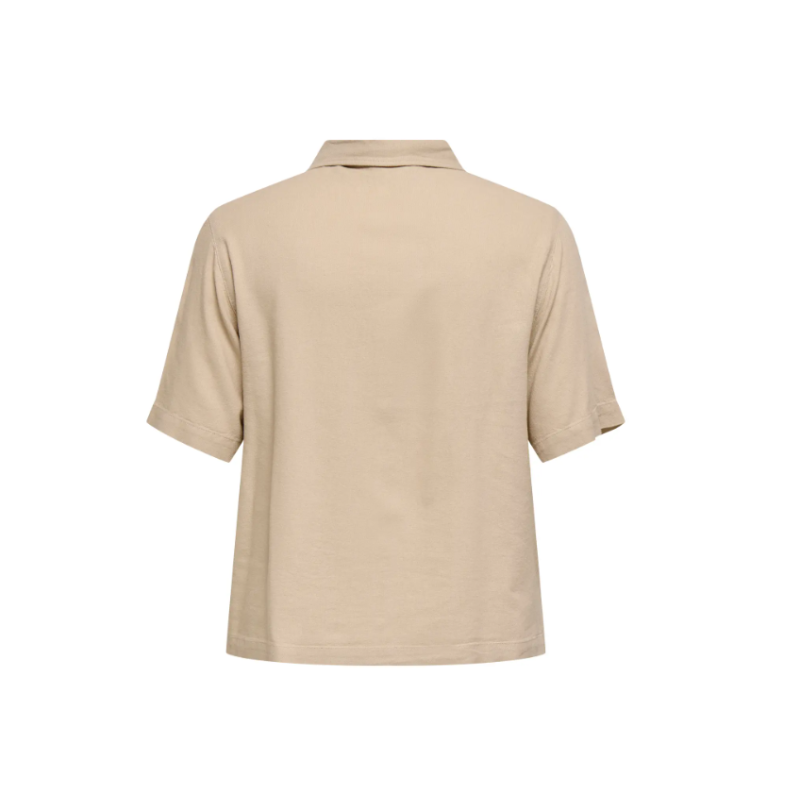 ONLY CARMAKOMA Goa kortærmet hør skjorte - Oxford Tan