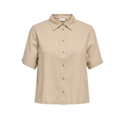 ONLY CARMAKOMA Goa kortærmet hør skjorte - Oxford Tan