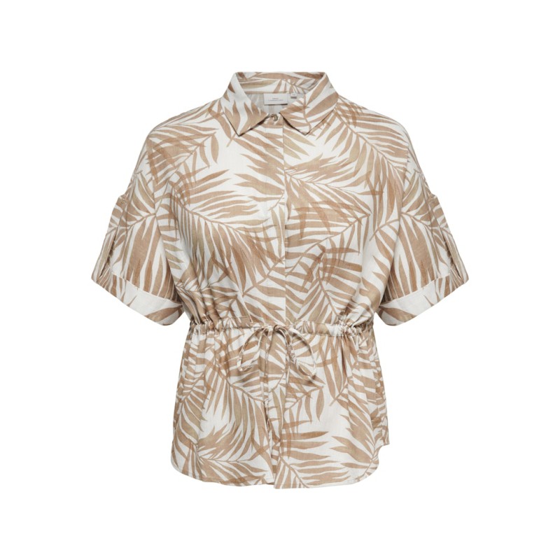 ONLY CARMAKOMA Siesta kortærmet hør t-shirt - Bright white