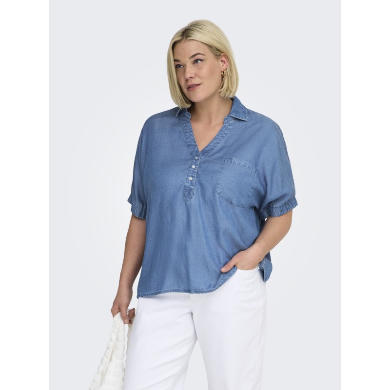 ONLY CARMAKOMA Christa life kortærmet t-shirt - Medium Blue denim