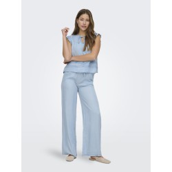 ONLY Charis Life kortærmet top - Light Blue Denim