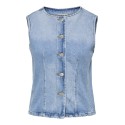 ONLY Aya kortærmet denim vest - Light Blue Denim