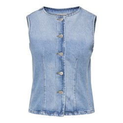 ONLY Aya kortærmet denim vest - Light Blue Denim