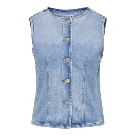 ONLY Aya kortærmet denim vest - Light Blue Denim