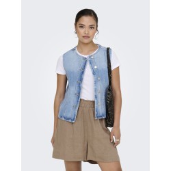 ONLY Aya kortærmet denim vest - Light Blue Denim