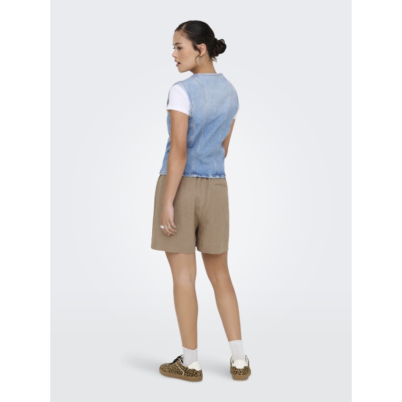 ONLY Aya kortærmet denim vest - Light Blue Denim