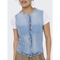 ONLY Aya kortærmet denim vest - Light Blue Denim