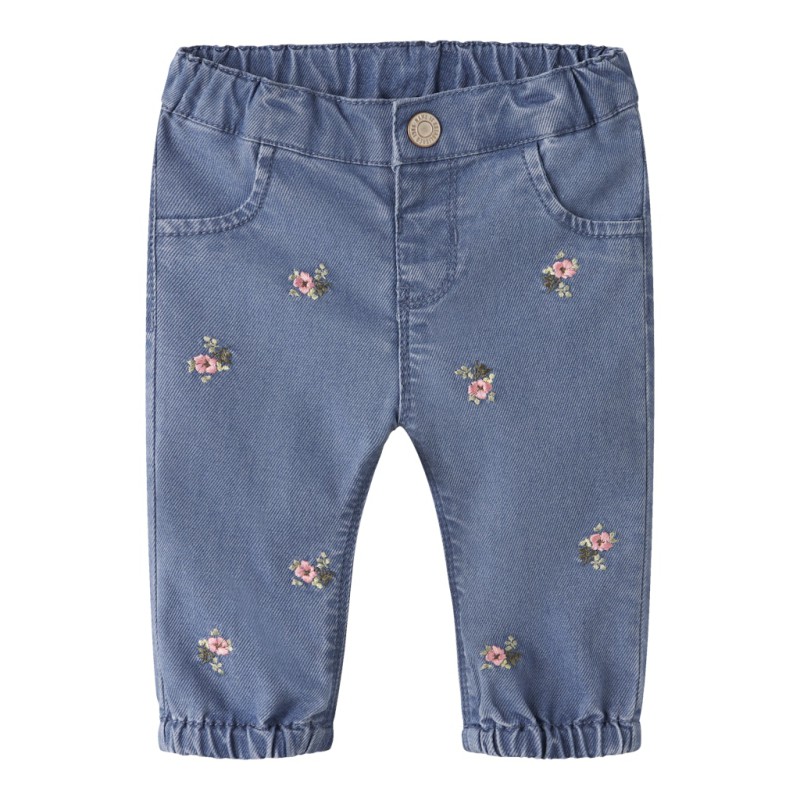 NAME IT BABY Rose Broderede Jeans 5321 - Light Blue Denim / Flower