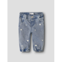 NAME IT BABY Rose Broderede Jeans 5321 - Light Blue Denim / Flower