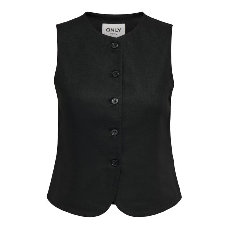 ONLY Goa kortærmet hør vest - Black