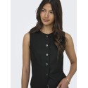 ONLY Goa kortærmet hør vest - Black