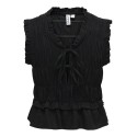 ONLY Goa kortærmet hør top - Black