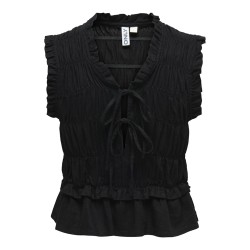 ONLY Goa kortærmet hør top - Black