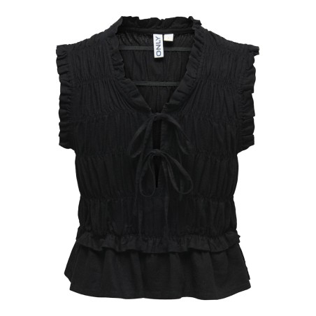 ONLY Goa kortærmet hør top - Black