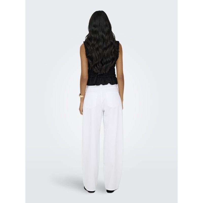 ONLY Goa kortærmet hør top - Black