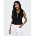 ONLY Goa kortærmet hør top - Black