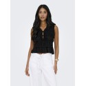 ONLY Goa kortærmet hør top - Black