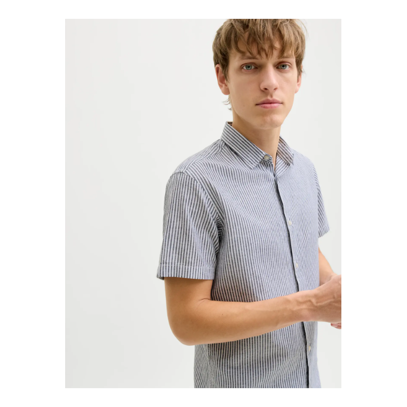 JJ REBEL Moss Sunny Hør Skjorte - Navy Blazer