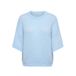 ONLY Nordic kortærmet strik bluse - Cashmere Blue
