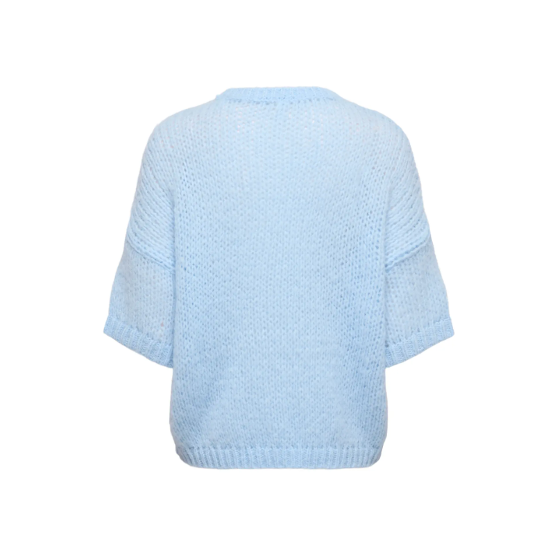 ONLY Nordic kortærmet strik bluse - Cashmere Blue