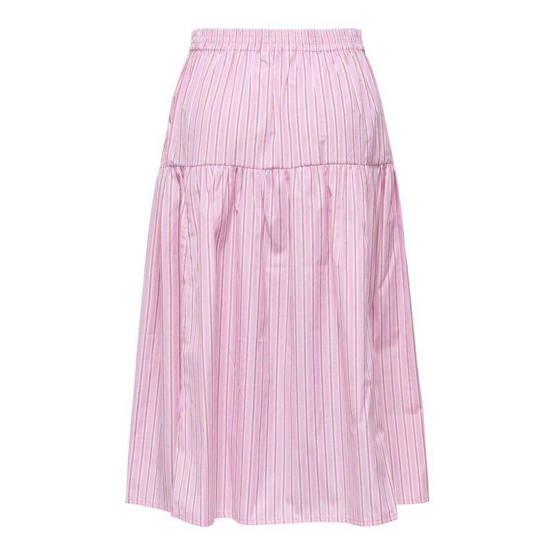 ONLY Loris Stribede midi nederdel - Lilac Sachet