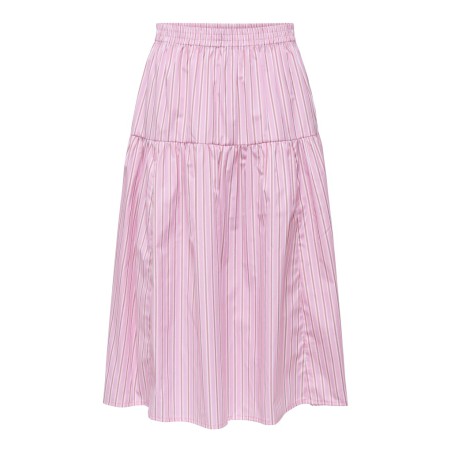 ONLY Loris Stribede midi nederdel - Lilac Sachet