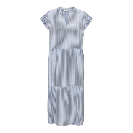 ONLY Bari Stribet kortærmet Midi kjole - Soft Chambray