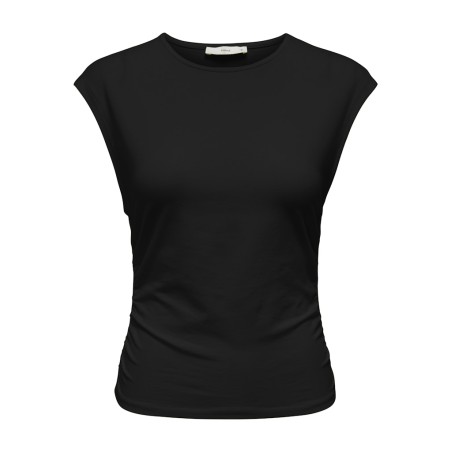 ONLY Mira kortærmet Ruching top - Black