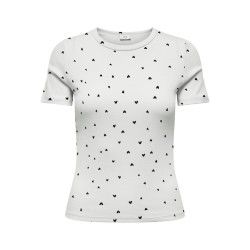 JDY Lucky S/S Rund Hals T-shirt - Cloud Dancer