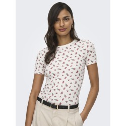 JDY Lucky S/S Rund Hals T-shirt - Cloud Dancer